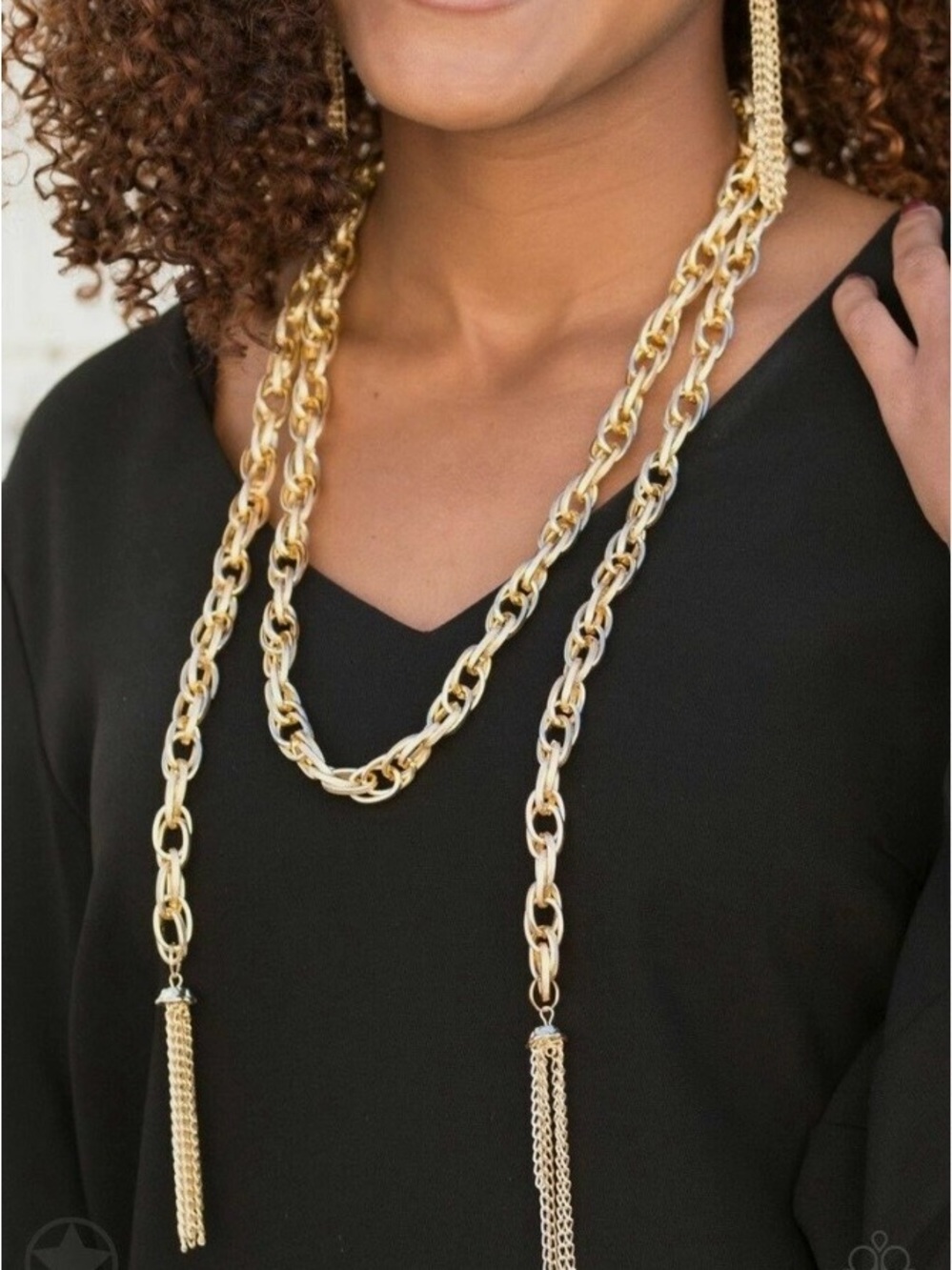 Gold Scarfed for Attention long necklace/earring set